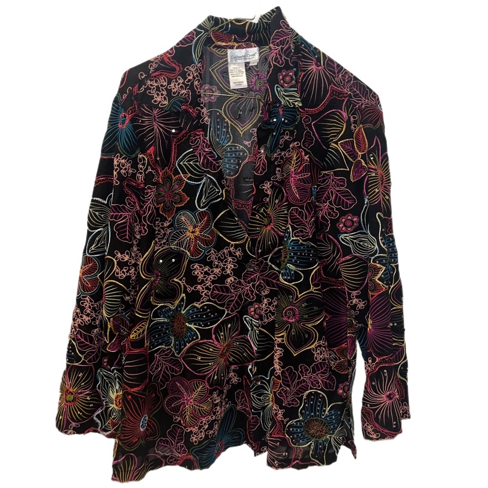 vintage sheer floral button up